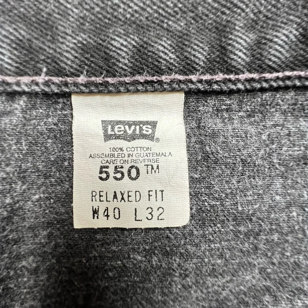 Vintage Levis 40X31 Faded Black 550 Relaxed Fit Straight Leg Jeans 1998